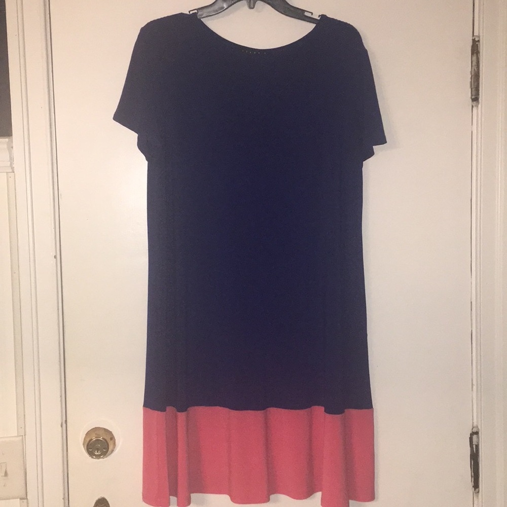 Classic Navy & Coral A-Line Dress